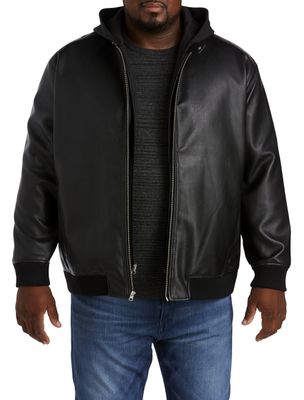 Faux Leather Hooded Moto Jacket