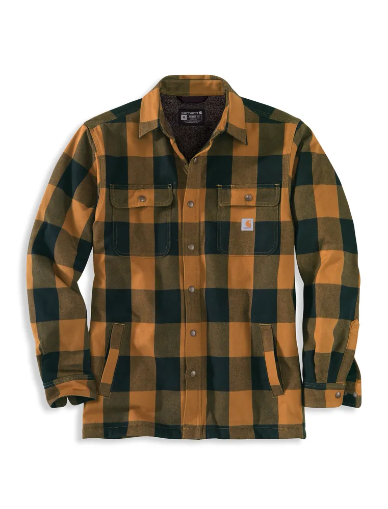 Carhartt Relaxed-Fit Heavyweight Flannel Sherpa-Lined Shirt Jacket ...