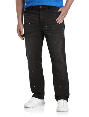 Tapered-Fit Neon Paint Splatter Jeans