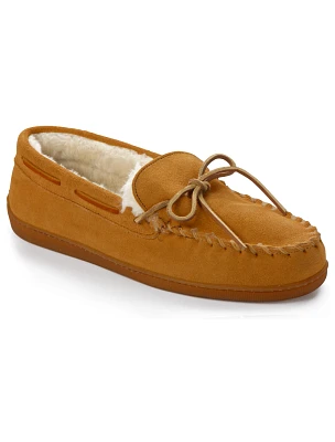 Pile-Lined Suede Moccasin Slippers