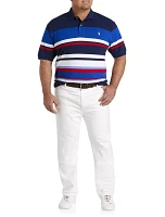 Striped Mesh Polo Shirt