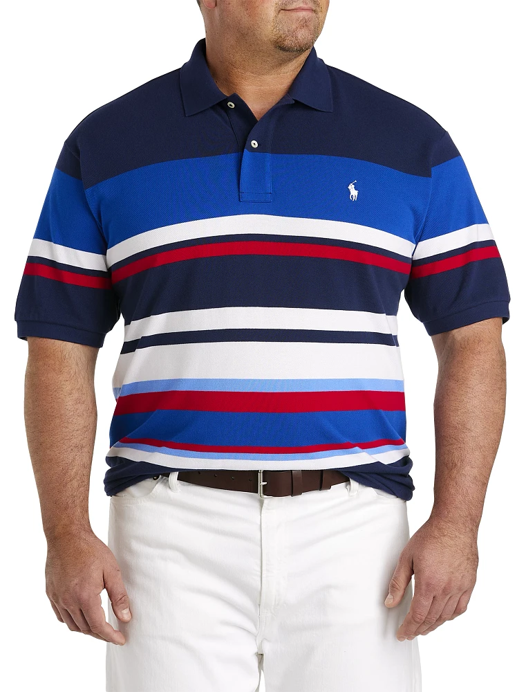 Striped Mesh Polo Shirt