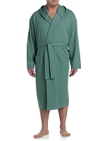 Waffle-Knit Hooded Robe