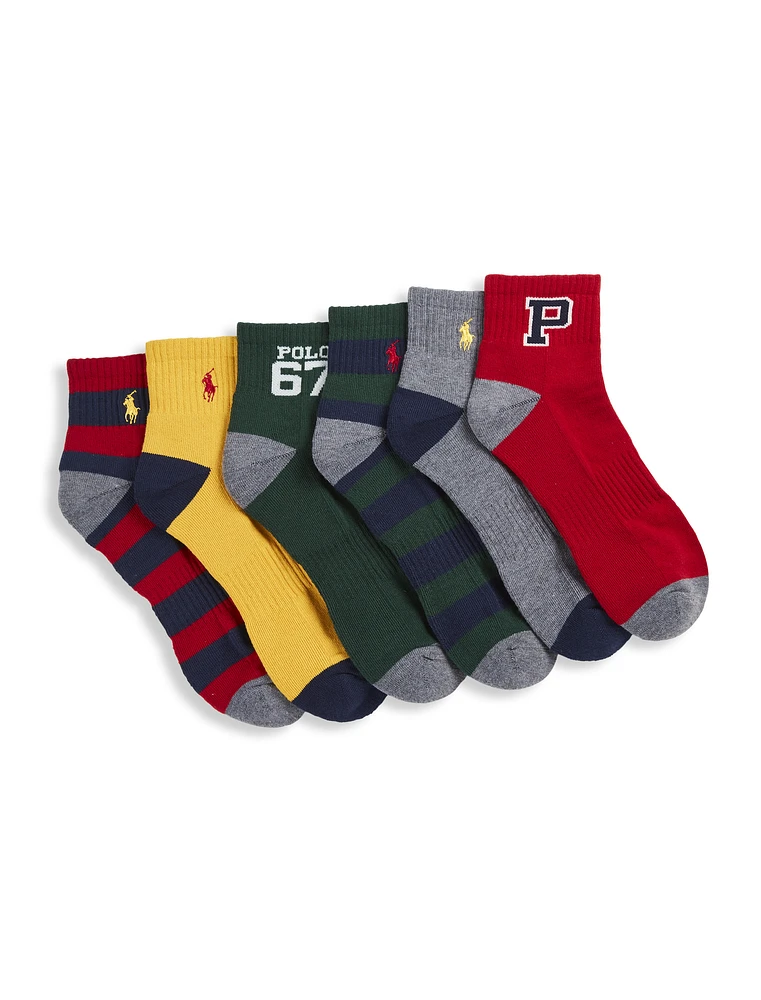 6-pk Vintage Varsity 1/4-Top Socks