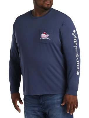 Santa Whale Long-Sleeve Pocket T-Shirt