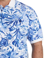 Floral-Print Mesh Polo Shirt