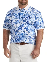 Floral-Print Mesh Polo Shirt