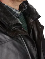 Lambskin Car Coat with Removable Shearling Collar