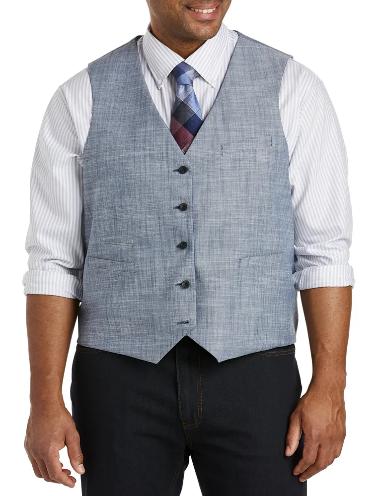 Reversible Chambray/Windowpane Vest