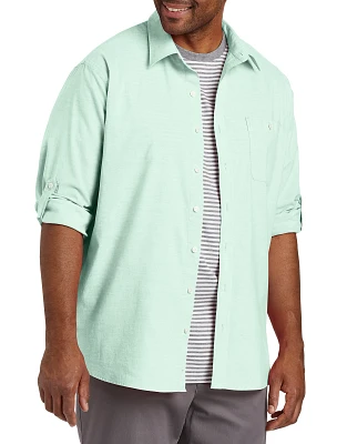 Washed Oxford Rolled-Sleeve Sport Shirt