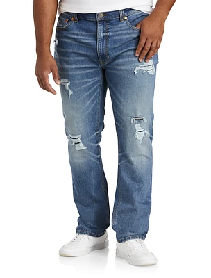 Damaged Blue Tapered-Fit Destructed Jeans