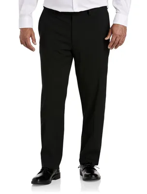 Perfect Fit Waist-Relaxer Flat-Front Suit Pants