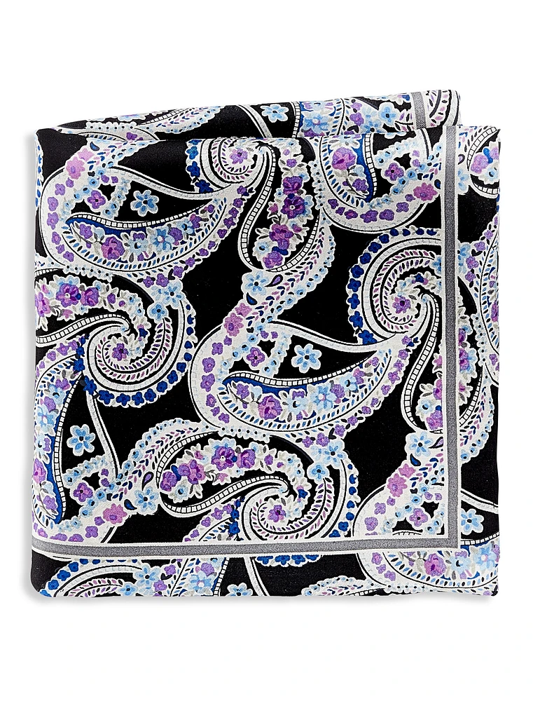 Premium Watercolor Floral Paisley Silk Pocket Square