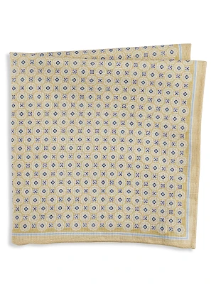 Linen-Blend Geometric Pocket Square