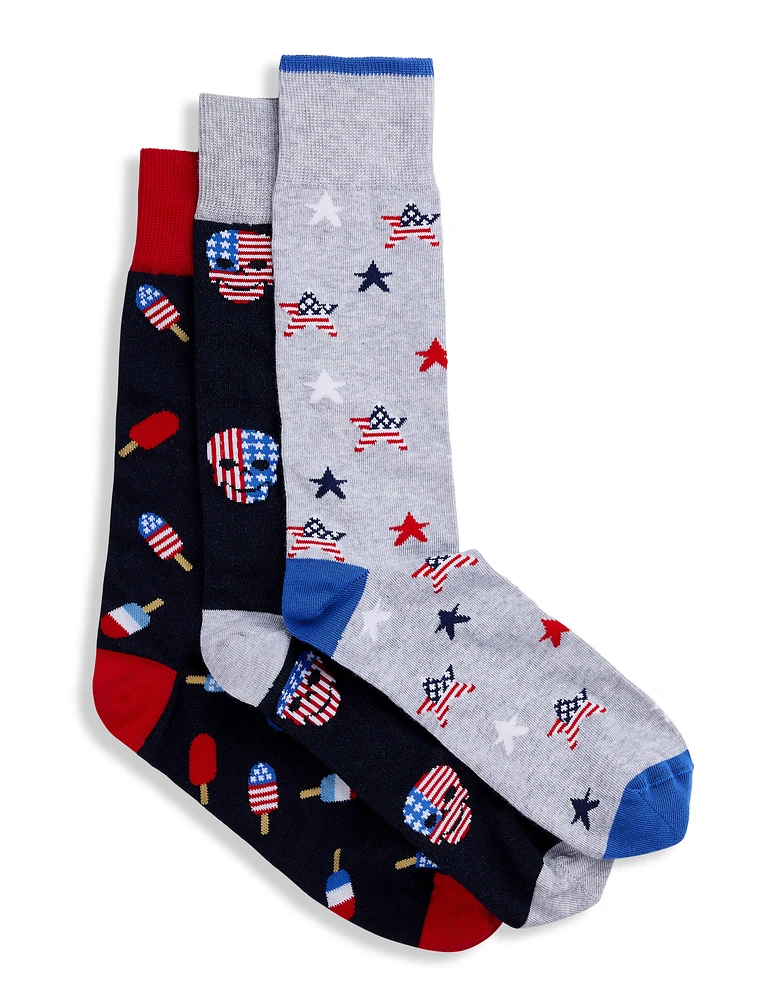 3-pk Americana Flag Socks