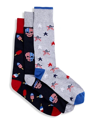 3-pk Americana Flag Socks