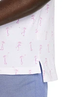 Flamingo Print Polo Shirt