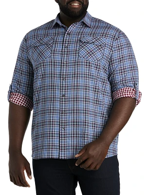 Plaid Rolled-Sleeve Sport Shirt