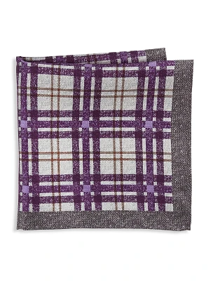 Grounded Plaid Silk Pocket Square