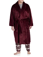 Grid-Patterned Fleece Robe