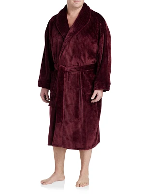 Grid-Patterned Fleece Robe