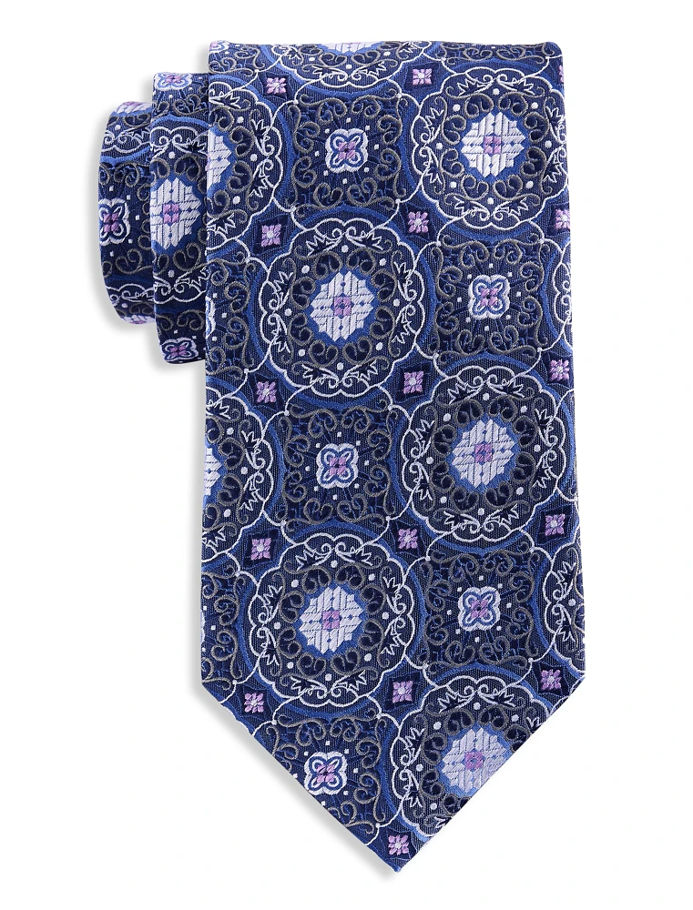 Large Medallion Silk Tie