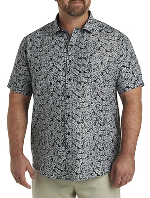 Leaf Print Microfiber Sport Shirt