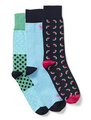 3-Pk Printed Socks