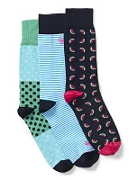 3-Pk Printed Socks