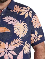 Tropical Leaf Print Polo Shirt
