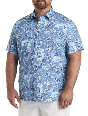 Tonal Floral Print Sport Shirt