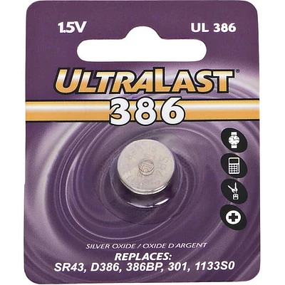 Ultralast UL386 1.5V Watch Battery - OPEN BOX | Electronic Express