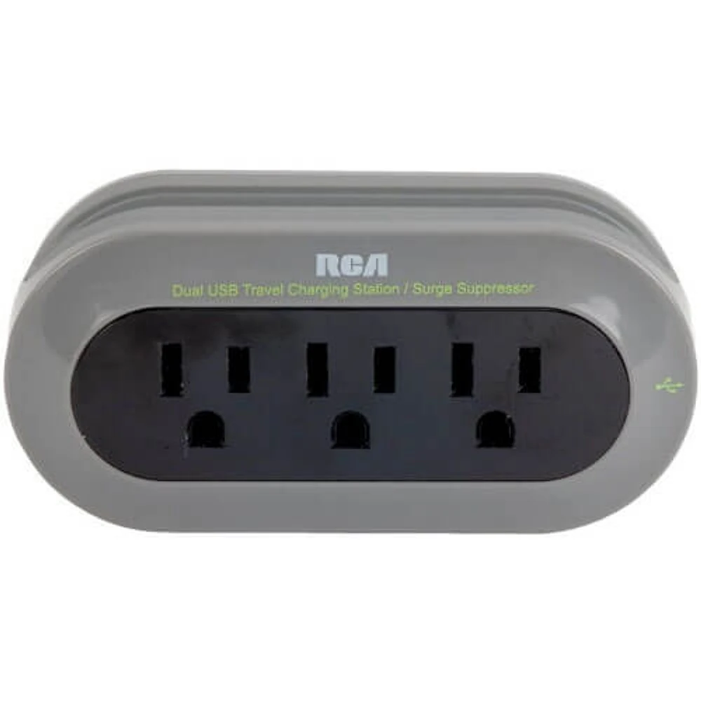 RCA PCHSTAT1R Travel Charger w/2 USB Input and Cradle | Electronic Express