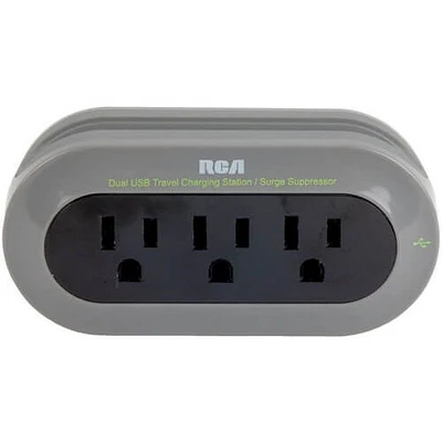 RCA PCHSTAT1R Travel Charger w/2 USB Input and Cradle | Electronic Express
