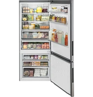 Haier HRB15N3BGS 15 cu.ft. Bottom Freezer Refrigerator | Electronic Express