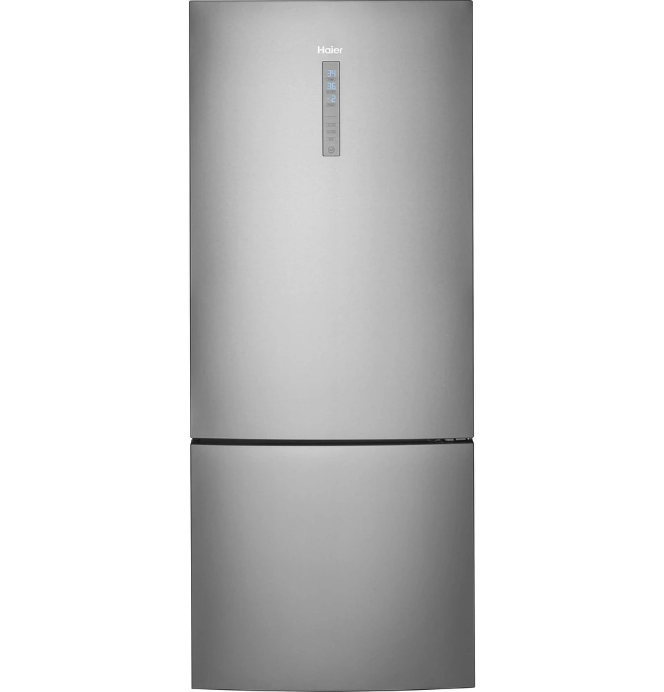 Haier HRB15N3BGS 15 cu.ft. Bottom Freezer Refrigerator | Electronic Express