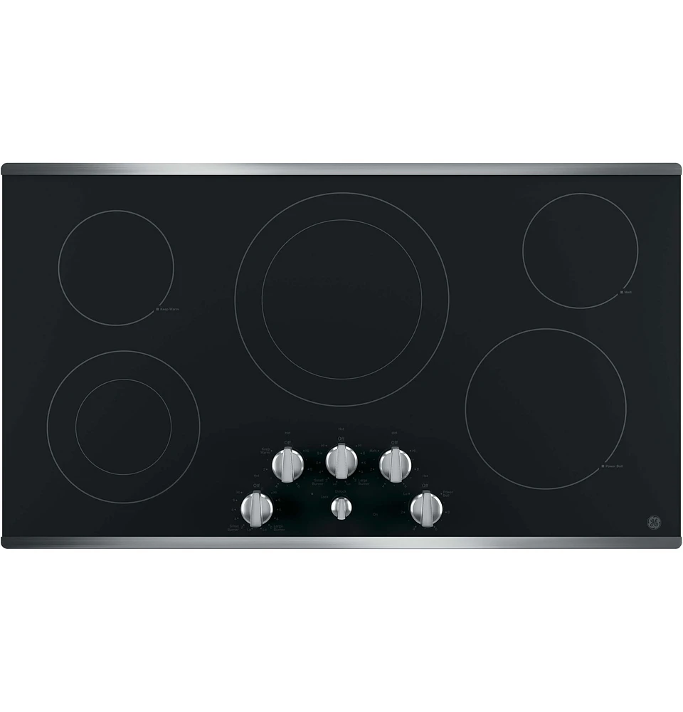 GE JP3536SJSS 36 inch Stainless Electric Cooktop | Electronic Express