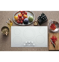 GE JP3536TJWW 36 inch White Electric Cooktop | Electronic Express