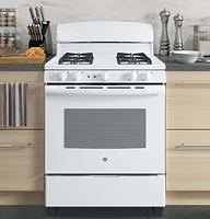 GE 5.0 Cu. Ft. White Free-Standing Gas Range | Electronic Express