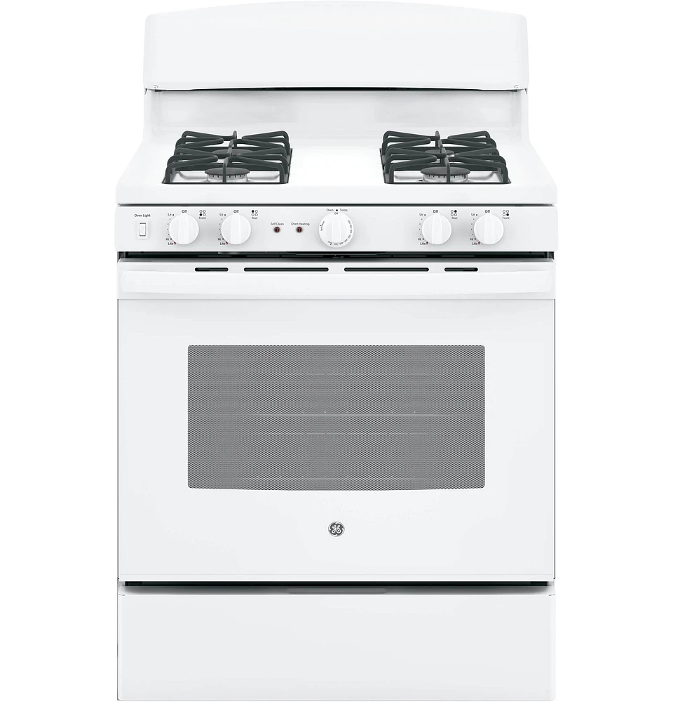 GE 5.0 Cu. Ft. White Free-Standing Gas Range | Electronic Express