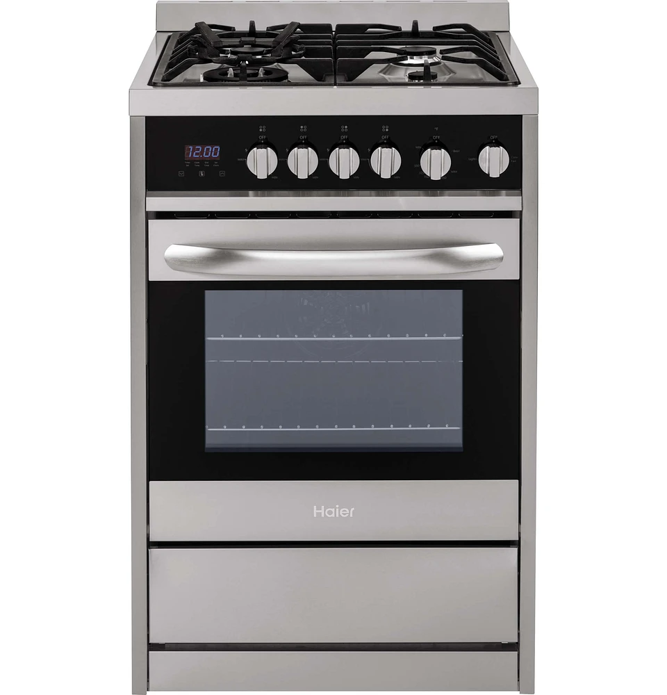 Haier HCR2250AGS Stainless 24 in. 2.0 Cu. Ft. Gas Free-Standing Range | Electronic Express