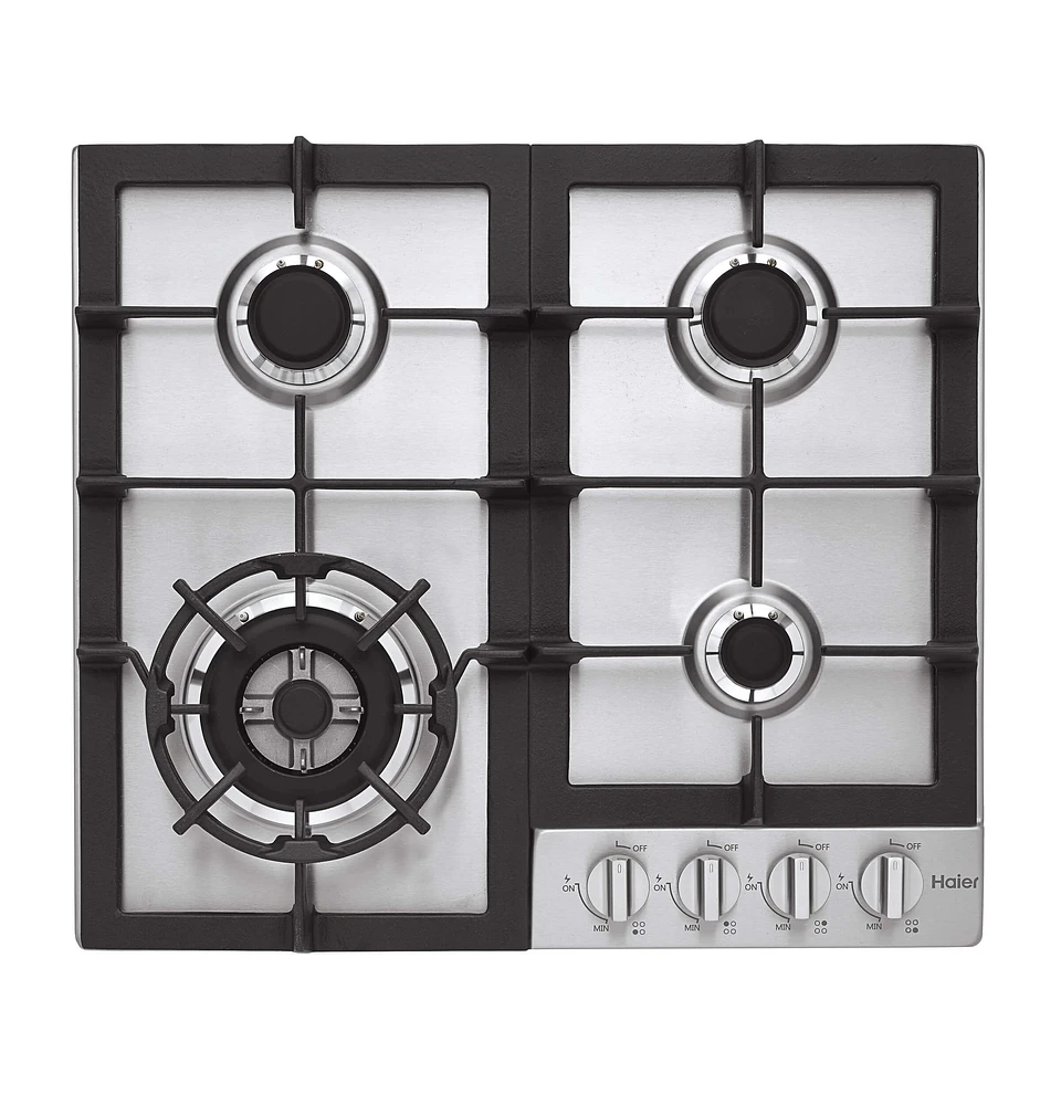 Haier HCC2230AGS 24 in. Stainless 4 Burner Gas Cooktop | Electronic Express