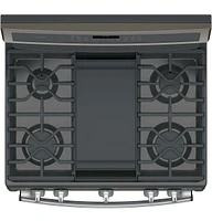 GE Profile PGB960EEJES 6.8 Cu. Ft. Slate Free-Standing Gas Double Oven Convection Range | Electronic Express