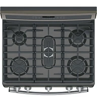 GE Profile PGB960EEJES 6.8 Cu. Ft. Slate Free-Standing Gas Double Oven Convection Range | Electronic Express