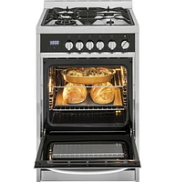 Haier HCR2250ADS Stainless 24 in. 2.0 Cu. Ft. Dual-Fuel Free-Standing Range | Electronic Express