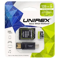 Unirex MTC128M 128GB MicroSD with USB Reader & SD Adapter | Electronic Express