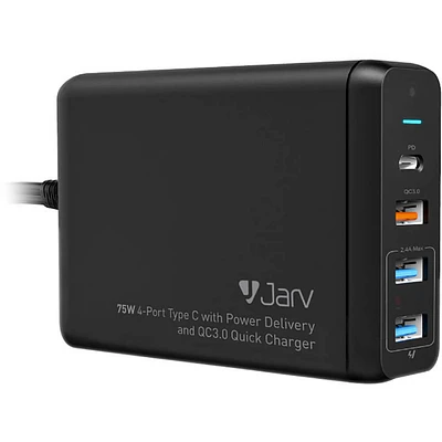 JarvMobile DTC5000BLK75W Charger High-Powered 4-Port USB Charger | Electronic Express