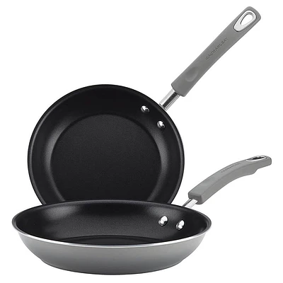 Rachael Ray 18802 Classic Brights Nonstick Twin Pack Skillet Set - Gray | Electronic Express