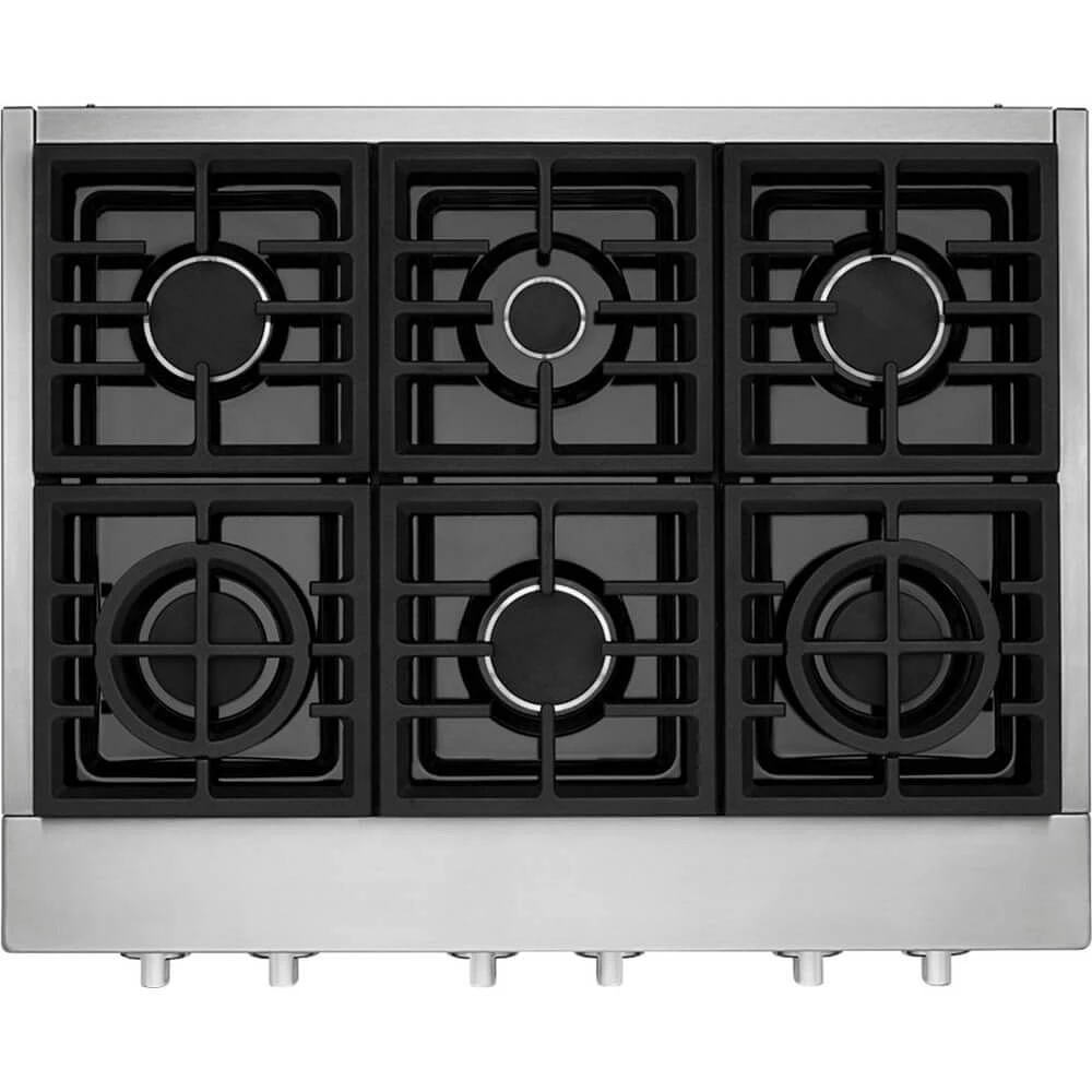 KitchenAid KCGC506JSS 36 inch Stainless 6 Burner Gas Cooktop | Electronic Express