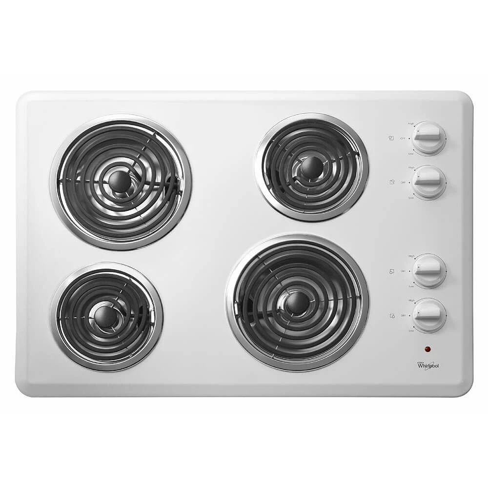 Whirlpool 30 Inch White Built-In Electric Cooktop | Electronic Express